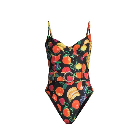 WeWoreWhat🍋🍊Fruit-Print Belted Swimsuit🍊🍋 - Picture 2 of 5